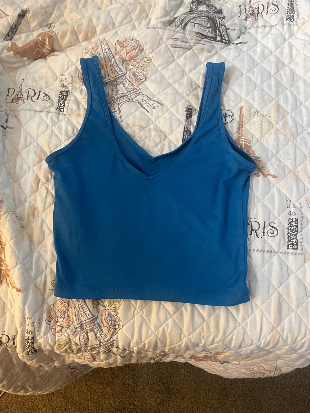 Hollister Teal Blue V-Neck Cropped Tank Top
